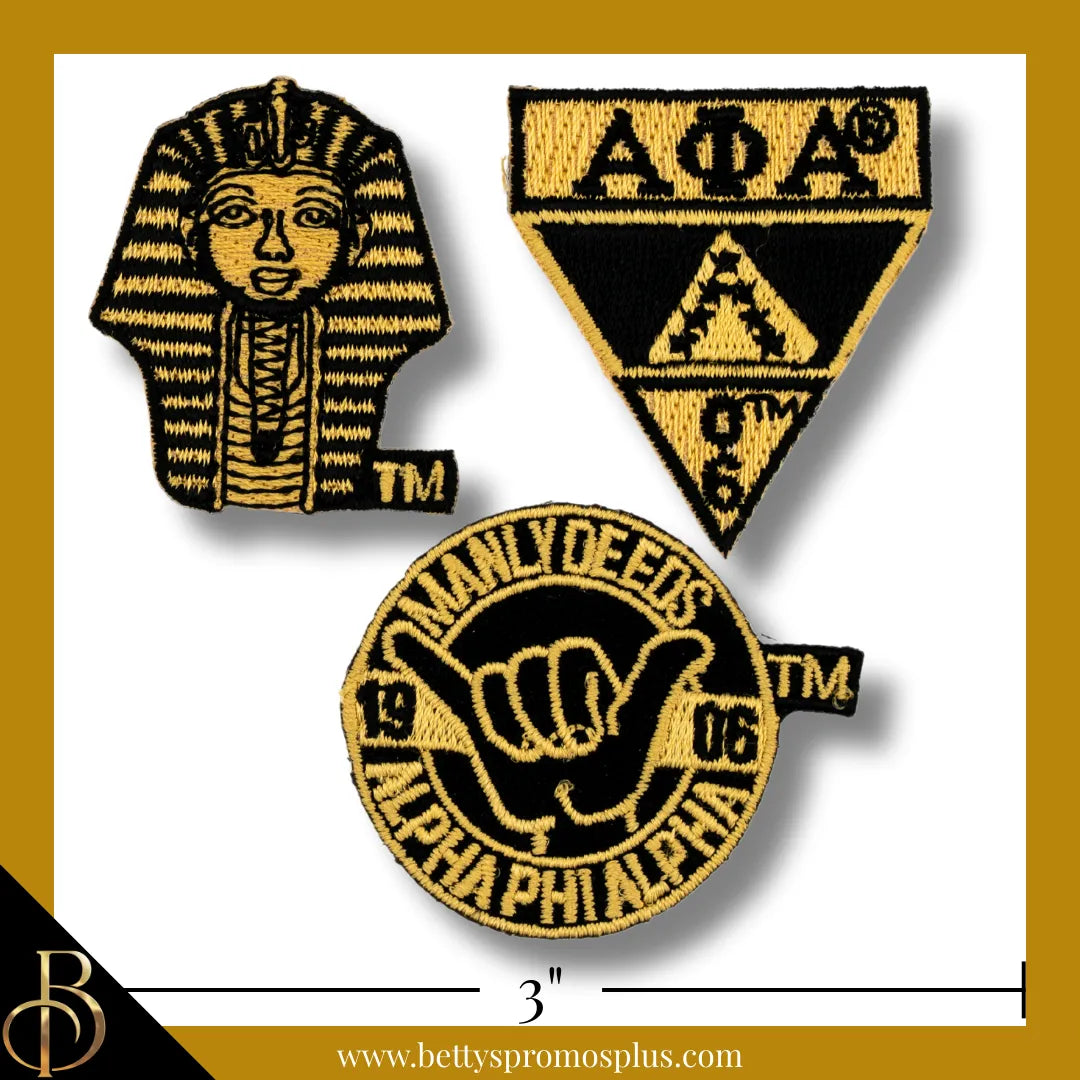 Alpha Phi Alpha ΑΦΑ Stick-On Embroidered Patch Set of 3 Patches-Alpha Phi Alpha Paraphernalia-Alpha Phi Alpha Patch-Betty's Promos Plus