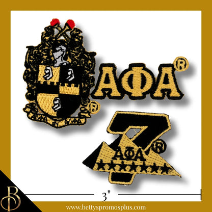 Alpha Phi Alpha ΑΦΑ Stick-On Embroidered Patch Set of 3 Patches-Pack #1-Alpha Phi Alpha Paraphernalia-Alpha Phi Alpha Patch-Betty's Promos Plus