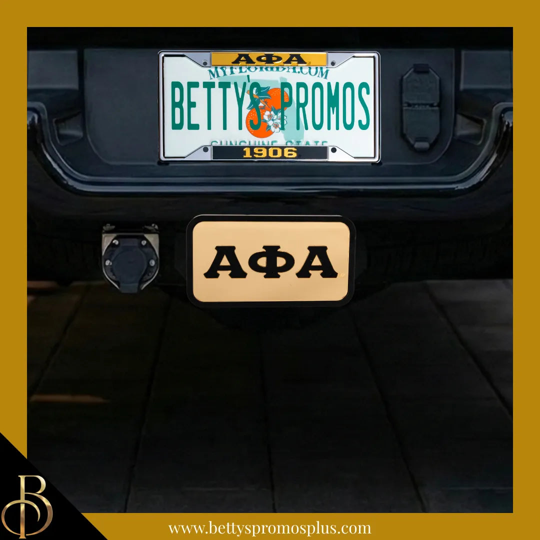 Alpha Phi Alpha ΑΦΑ Tow Hitch Cover with Laser Engraved Greek Letters-Alpha Phi Alpha Paraphernalia-Alpha Phi Alpha Hitch Caps-Betty's Promos Plus