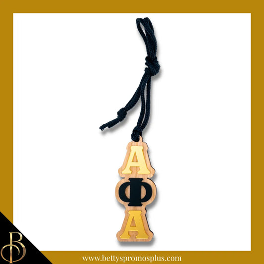 Alpha Phi Alpha ΑΦΑ Wood Tiki Necklace with Acrylic Greek Letters-Black-Alpha Phi Alpha Paraphernalia-Alpha Phi Alpha Tiki Necklace-Betty's Promos Plus