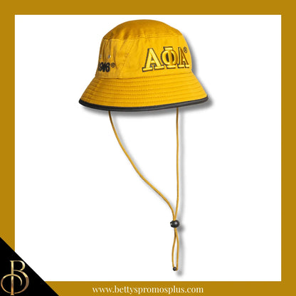 Alpha Phi Alpha Mesh Flex Fit ΑΦΑ Greek Letters Embroidered Bucket Hat with Drawstring-Old Gold-Alpha Phi Alpha Paraphernalia-Alpha Phi Alpha Hats-Betty's Promos Plus