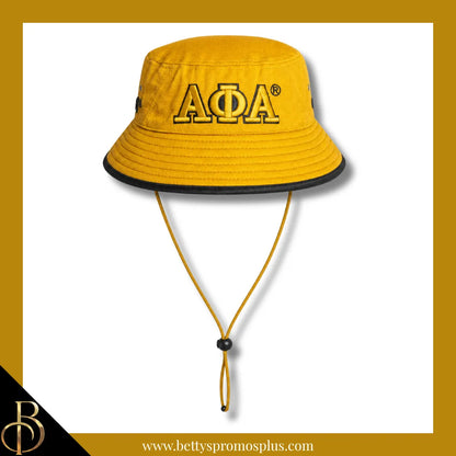 Alpha Phi Alpha Mesh Flex Fit ΑΦΑ Greek Letters Embroidered Bucket Hat with Drawstring-Old Gold-Alpha Phi Alpha Paraphernalia-Alpha Phi Alpha Hats-Betty's Promos Plus
