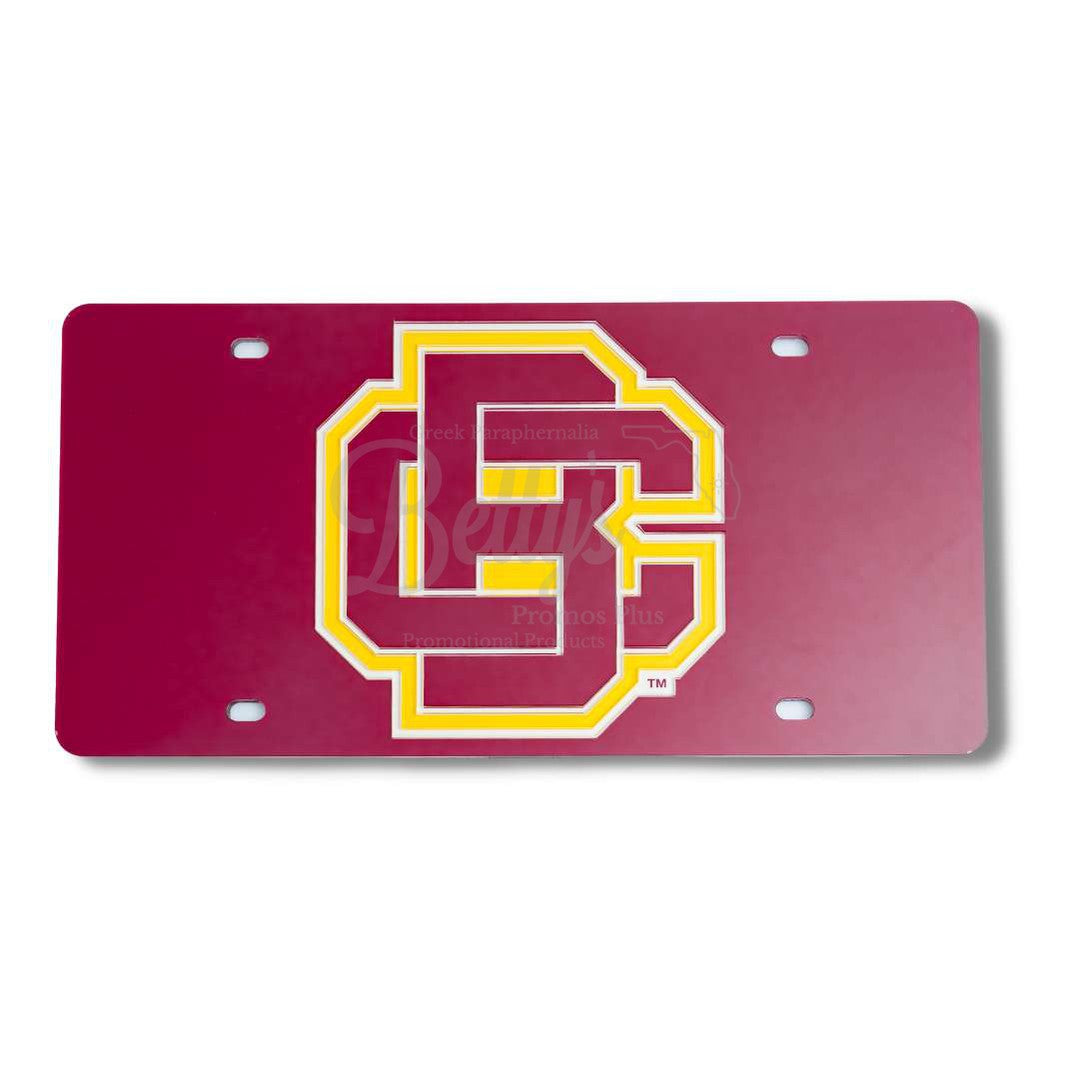 Bethune-Cookman B-CU Wildcats Logo Laser Engraved Mirrored Acrylic Auto Tag License Plate-Maroon-BCU Paraphernalia-BCU Auto Tag-Betty's Promos Plus