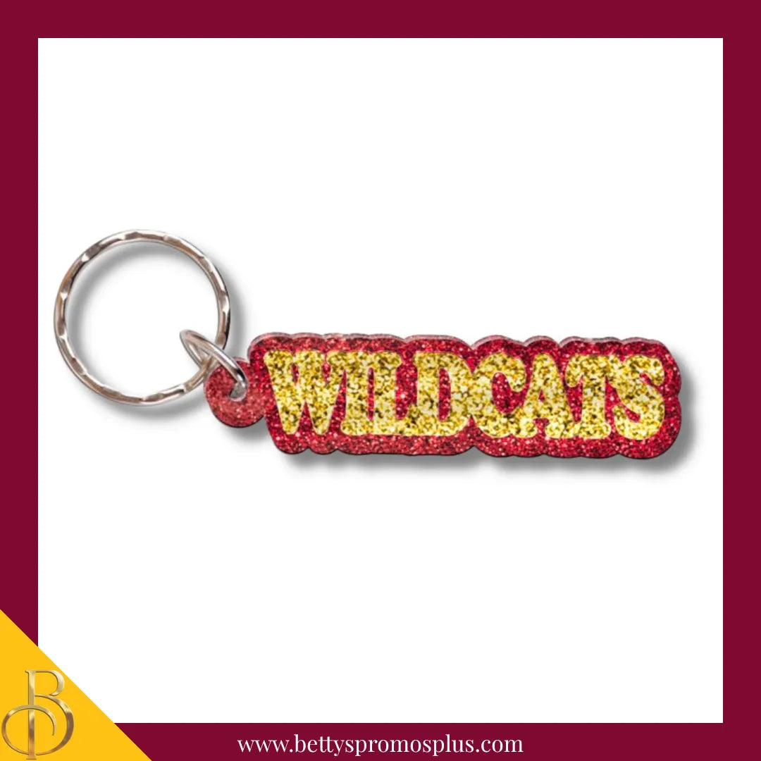 Bethune-Cookman BCU Wildcats Glitter Keychain-BCU Paraphernalia-BCU Keychain-Betty's Promos Plus
