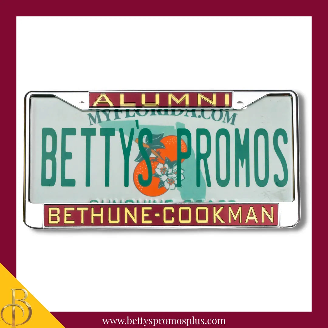 Bethune-Cookman University Alumni Chrome Laser Engraved Mirrored Acrylic Auto Tag License Plate Frame-BCU Paraphernalia-BCU Auto Tag Frame-Betty's Promos Plus
