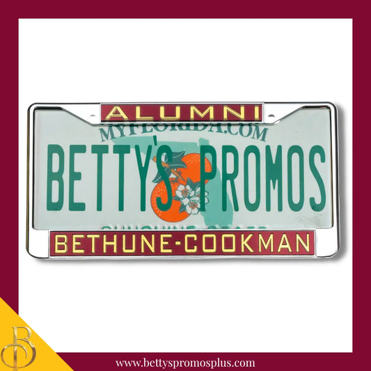 Bethune-Cookman University Alumni Chrome Laser Engraved Mirrored Acrylic Auto Tag License Plate Frame-BCU Paraphernalia-BCU Auto Tag Frame-Betty's Promos Plus