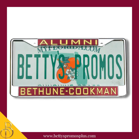Bethune-Cookman University Alumni Chrome Laser Engraved Mirrored Acrylic Auto Tag License Plate Frame-BCU Paraphernalia-BCU Auto Tag Frame-Betty's Promos Plus
