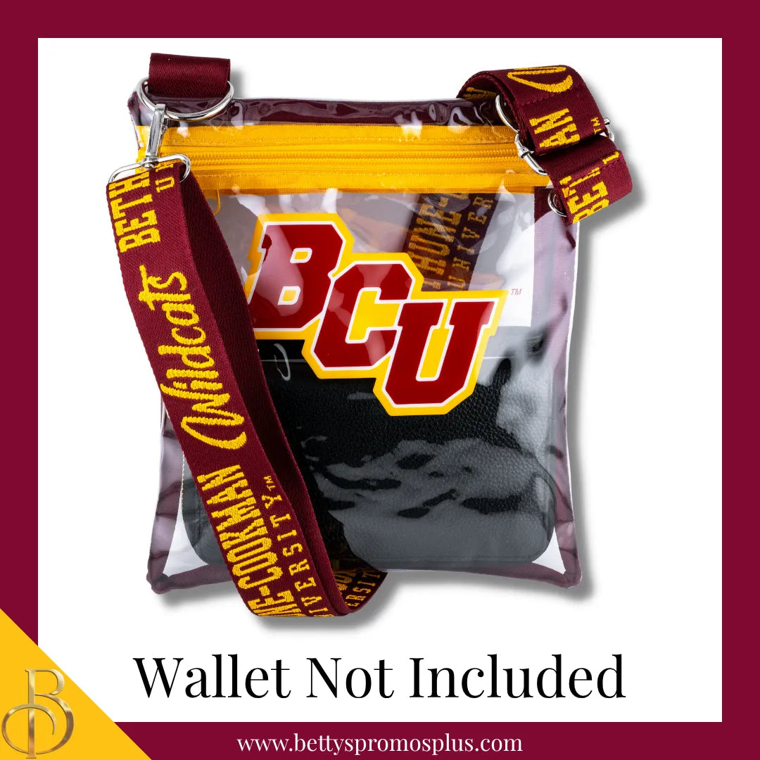 Bethune-Cookman University B-CU Cross Body Clear Stadium Bag-BCU Paraphernalia-BCU Stadium Bag-Betty's Promos Plus