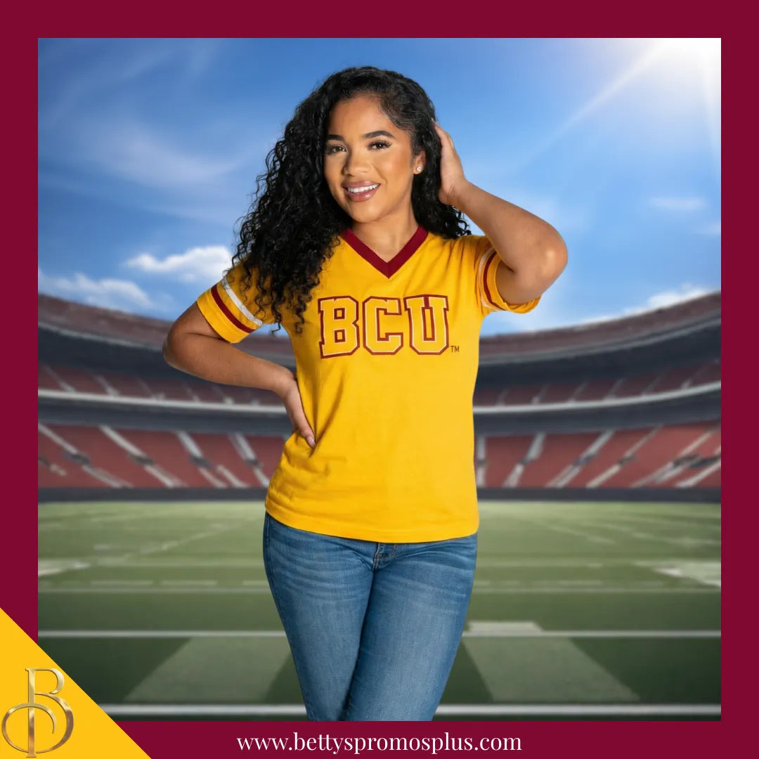 Bethune-Cookman University B-CU Double Stitched Appliqué Embroidered Jersey T-Shirt-BCU Paraphernalia-BCU T-Shirts-Betty's Promos Plus