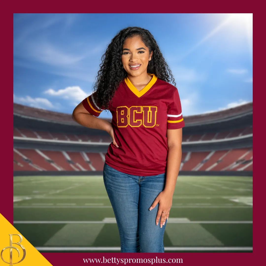 Bethune-Cookman University B-CU Double Stitched Appliqué Embroidered Jersey T-Shirt-BCU Paraphernalia-BCU T-Shirts-Betty's Promos Plus