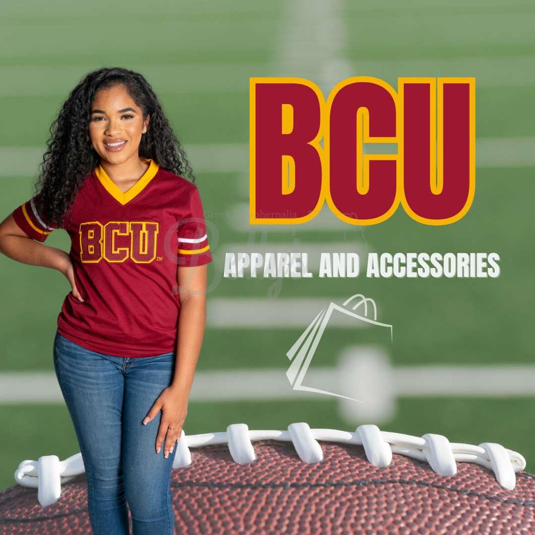 Bethune-Cookman University B-CU Double Stitched Appliqué Embroidered Jersey T-Shirt-BCU Paraphernalia-BCU T-Shirts-Betty's Promos Plus