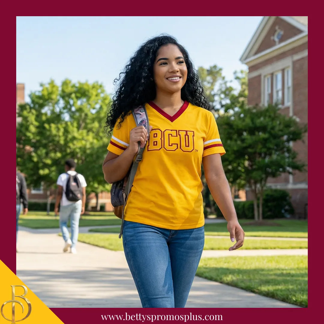Bethune-Cookman University B-CU Double Stitched Appliqué Embroidered Jersey T-Shirt-BCU Paraphernalia-BCU T-Shirts-Betty's Promos Plus