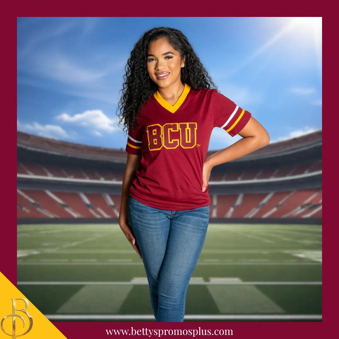 Bethune-Cookman University B-CU Double Stitched Appliqué Embroidered Jersey T-Shirt-BCU Paraphernalia-BCU T-Shirts-Betty's Promos Plus