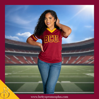 Bethune-Cookman University B-CU Double Stitched Appliqué Embroidered Jersey T-Shirt-BCU Paraphernalia-BCU T-Shirts-Betty's Promos Plus