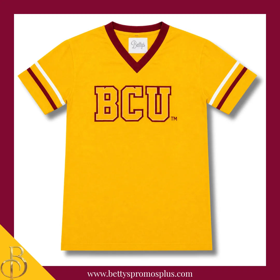 Bethune-Cookman University B-CU Double Stitched Appliqué Embroidered Jersey T-Shirt-Gold-Small-BCU Paraphernalia-BCU T-Shirts-Betty's Promos Plus