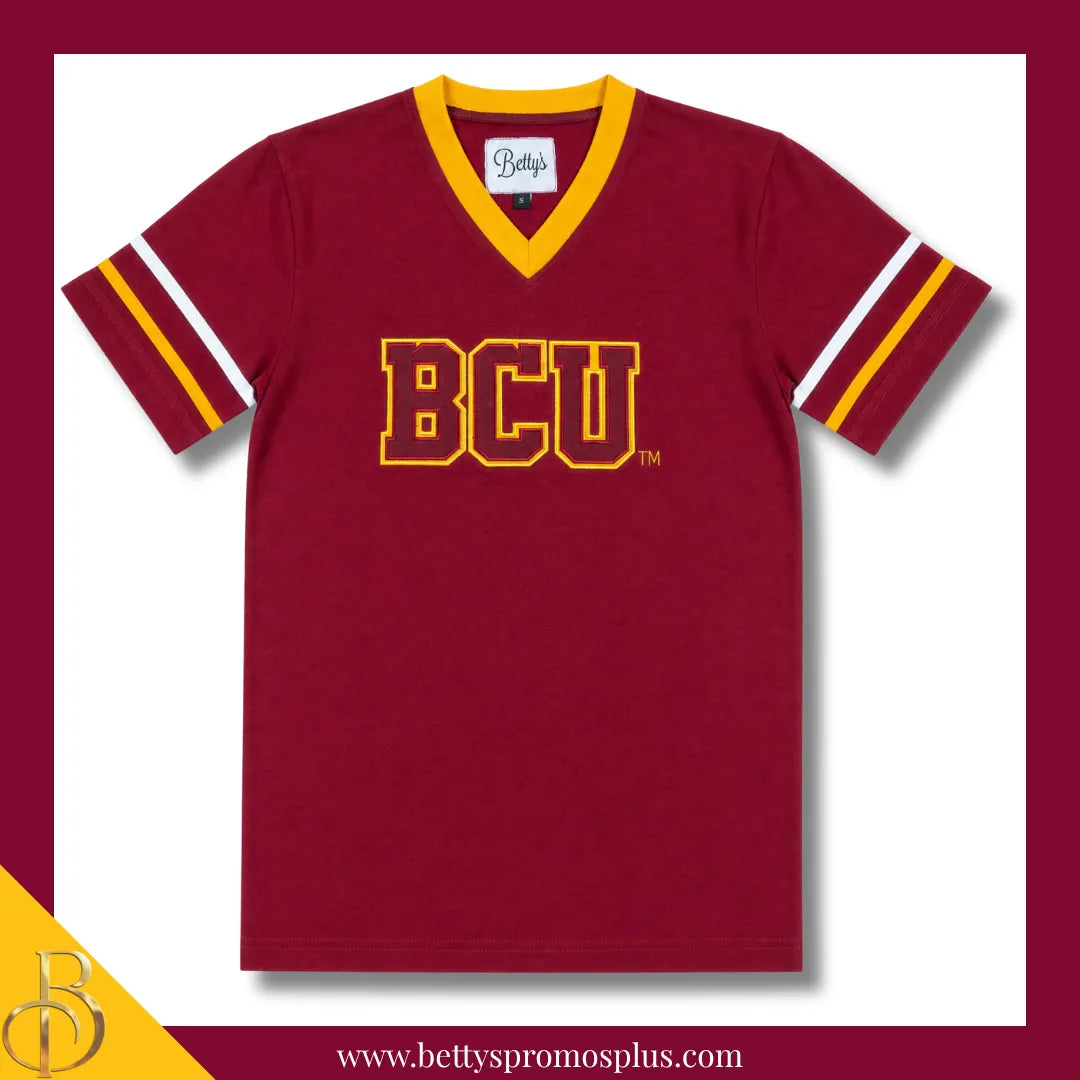 Bethune-Cookman University B-CU Double Stitched Appliqué Embroidered Jersey T-Shirt-Maroon-Small-BCU Paraphernalia-BCU T-Shirts-Betty's Promos Plus