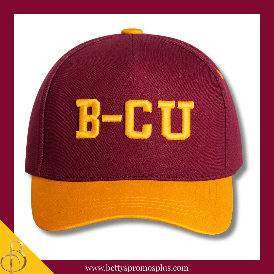 Bethune Cookman University B-CU Wildcats 2-Tone Snapback Cap-Maroon-BCU Paraphernalia-BCU Hats-Betty's Promos Plus