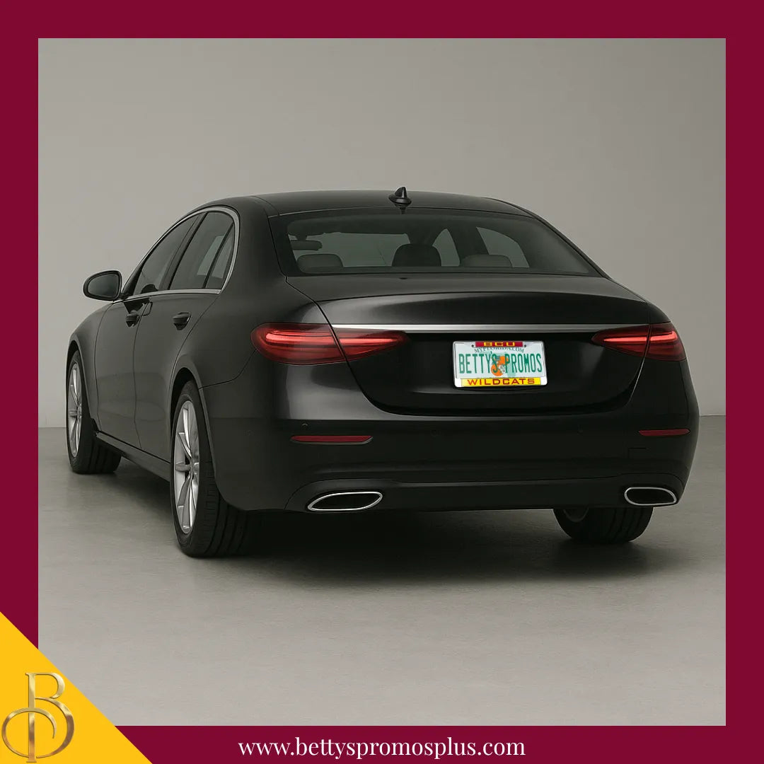 Bethune-Cookman University B-CU Wildcats Chrome Laser Engraved Mirrored Acrylic Auto Tag License Plate Frame-BCU Paraphernalia-BCU Auto Tag Frame-Betty's Promos Plus