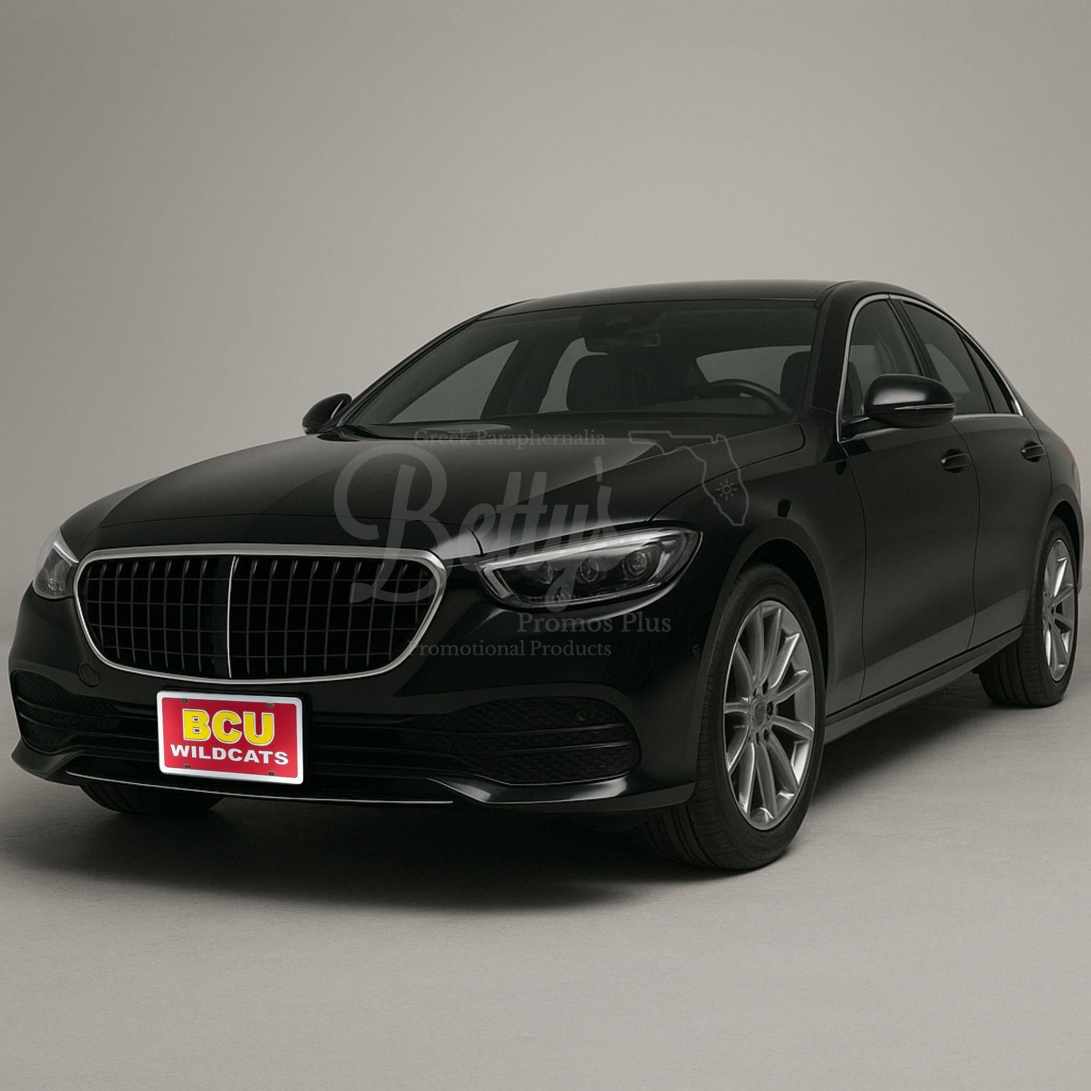 Bethune-Cookman University B-CU Wildcats Laser Engraved Mirrored Acrylic Auto Tag License Plate-BCU Paraphernalia-BCU Auto Tag-Betty's Promos Plus