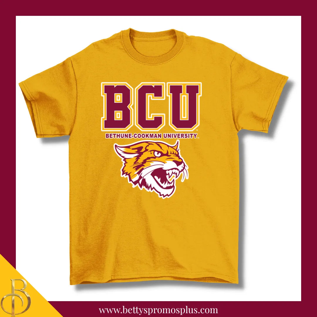 Bethune-Cookman University BCU Wildcats Screen Printed T-Shirt-Gold-Small-BCU Paraphernalia-BCU T-Shirts-Betty's Promos Plus