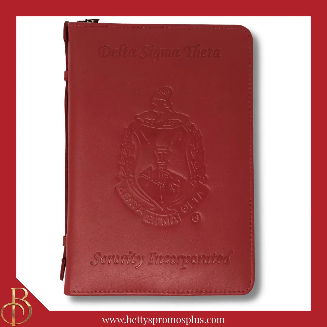 Delta Sigma Theta ΔΣΘ 100% Leather Ritual Cover with Debossed Shield-Red-Delta Sigma Theta Paraphernalia-Delta Sigma Theta Ritual Cover-Betty's Promos Plus