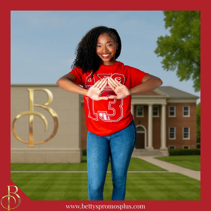 Delta Sigma Theta ΔΣΘ 13 GLITTER Screen Printed T-Shirt-Delta Sigma Theta Paraphernalia-Delta Sigma Theta T-Shirts-Betty's Promos Plus