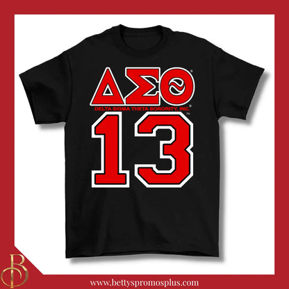 Delta Sigma Theta ΔΣΘ 13 Screen Printed T-Shirt-Black-Small-Delta Sigma Theta Paraphernalia-Delta Sigma Theta T-Shirts-Betty's Promos Plus