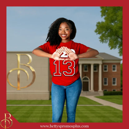 Delta Sigma Theta ΔΣΘ 13 Screen Printed T-Shirt-Delta Sigma Theta Paraphernalia-Delta Sigma Theta T-Shirts-Betty's Promos Plus