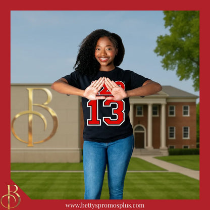 Delta Sigma Theta ΔΣΘ 13 Screen Printed T-Shirt-Delta Sigma Theta Paraphernalia-Delta Sigma Theta T-Shirts-Betty's Promos Plus