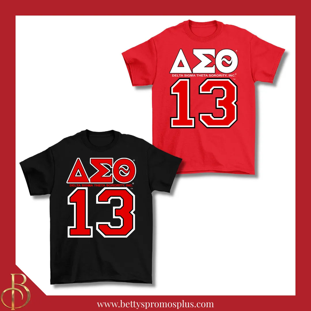 Delta Sigma Theta ΔΣΘ 13 Screen Printed T-Shirt-Delta Sigma Theta Paraphernalia-Delta Sigma Theta T-Shirts-Betty's Promos Plus