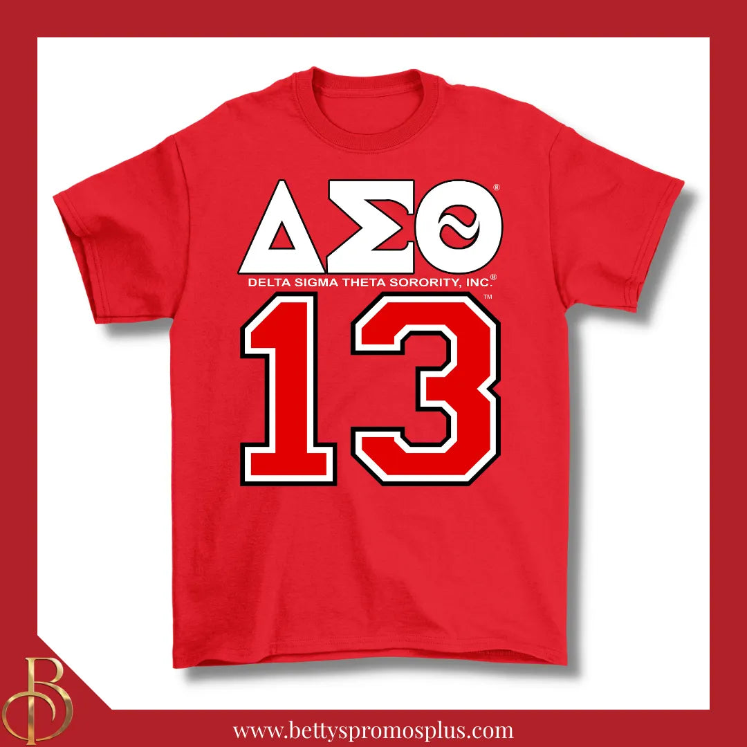 Delta Sigma Theta ΔΣΘ 13 Screen Printed T-Shirt-Red-Small-Delta Sigma Theta Paraphernalia-Delta Sigma Theta T-Shirts-Betty's Promos Plus