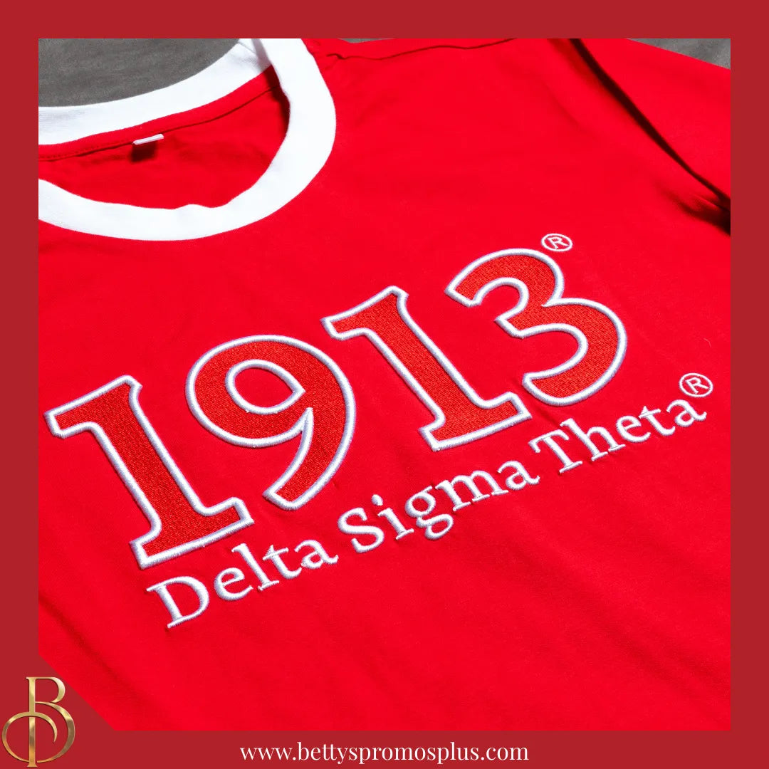 Delta Sigma Theta ΔΣΘ 1913 Embroidered Long Sleeve T-Shirt-Delta Sigma Theta Paraphernalia-Delta Sigma Theta T-Shirts-Betty's Promos Plus