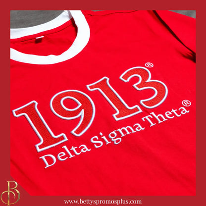 Delta Sigma Theta ΔΣΘ 1913 Embroidered Long Sleeve T-Shirt-Delta Sigma Theta Paraphernalia-Delta Sigma Theta T-Shirts-Betty's Promos Plus