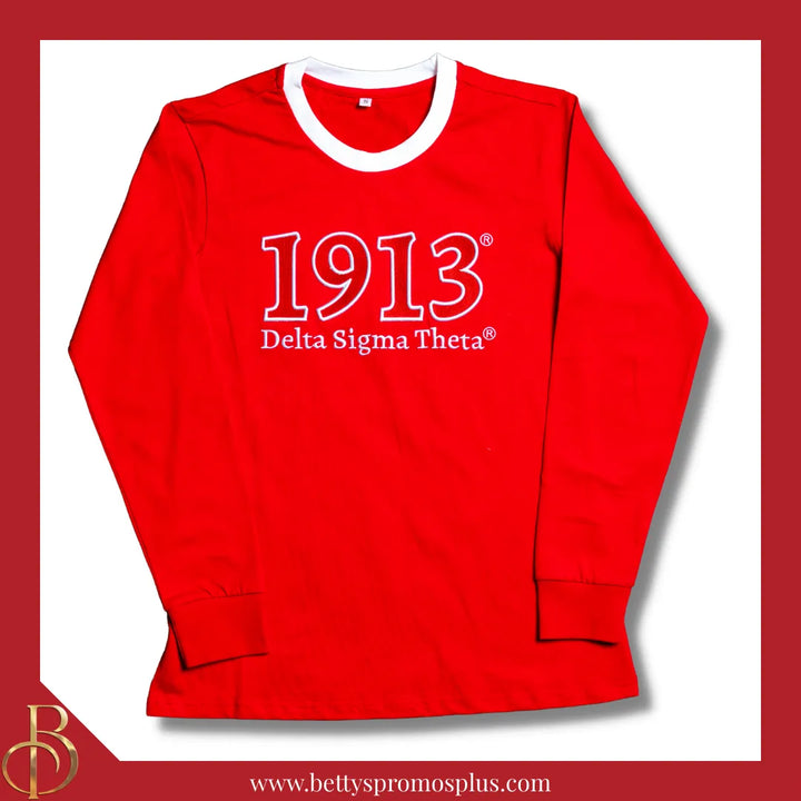 Delta Sigma Theta ΔΣΘ 1913 Embroidered Long Sleeve T-Shirt