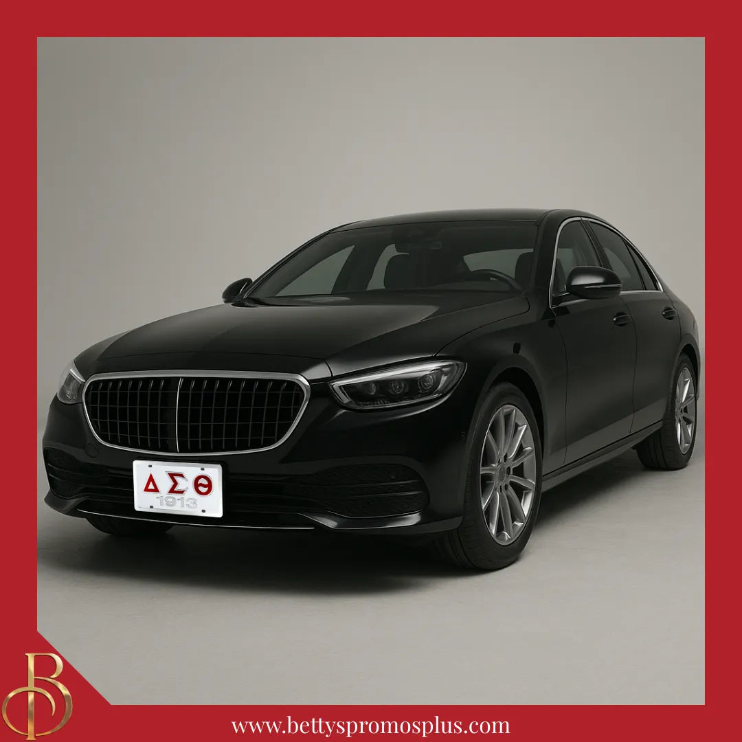 Delta Sigma Theta ΔΣΘ 1913 Laser Engraved Mirrored Acrylic Auto Tag License Plate-Delta Sigma Theta Paraphernalia-Delta Sigma Theta Auto Tag-Betty's Promos Plus