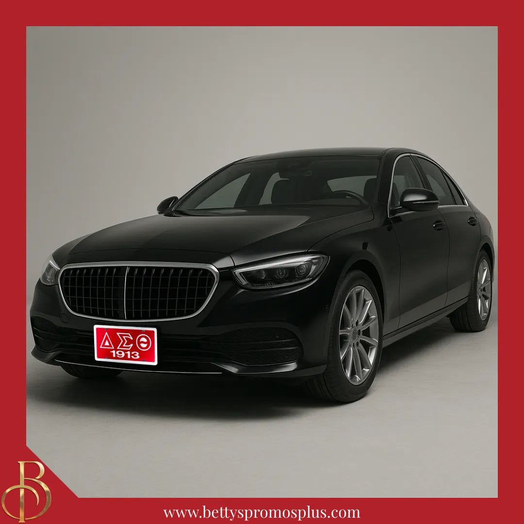 Delta Sigma Theta ΔΣΘ 1913 Laser Engraved Mirrored Acrylic Auto Tag License Plate-Delta Sigma Theta Paraphernalia-Delta Sigma Theta Auto Tag-Betty's Promos Plus