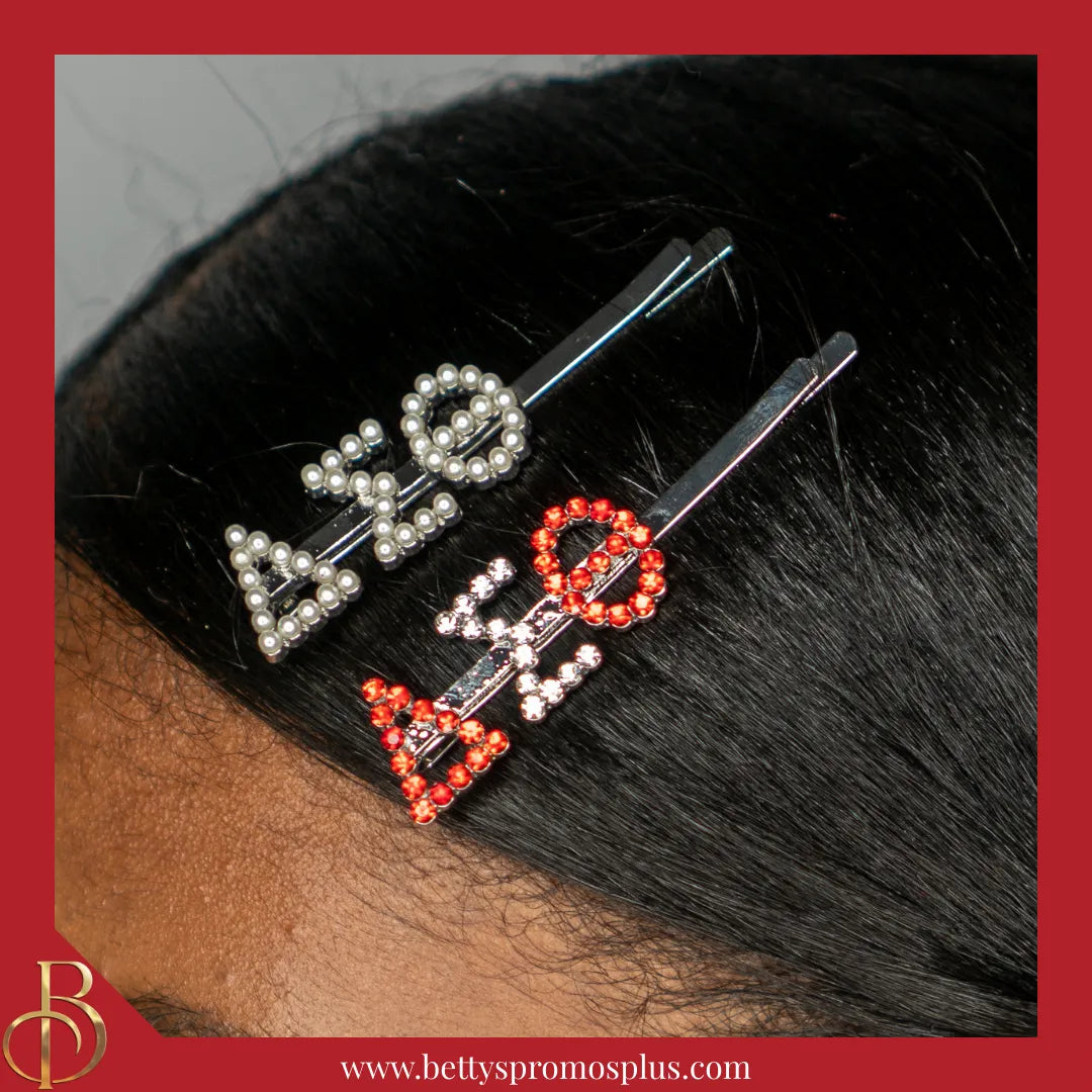 Delta Sigma Theta ΔΣΘ 1913 Rhinestone Hair Pin Pearl Letter Metal Hair Clip Accessory for Hair-Delta Sigma Theta Paraphernalia-Delta Sigma Theta Hair Pin-Betty's Promos Plus