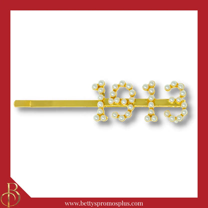 Delta Sigma Theta ΔΣΘ 1913 Rhinestone Hair Pin Pearl Letter Metal Hair Clip Accessory for Hair-Gold-1913-White Pearl-Delta Sigma Theta Paraphernalia-Delta Sigma Theta Hair Pin-Betty's Promos Plus