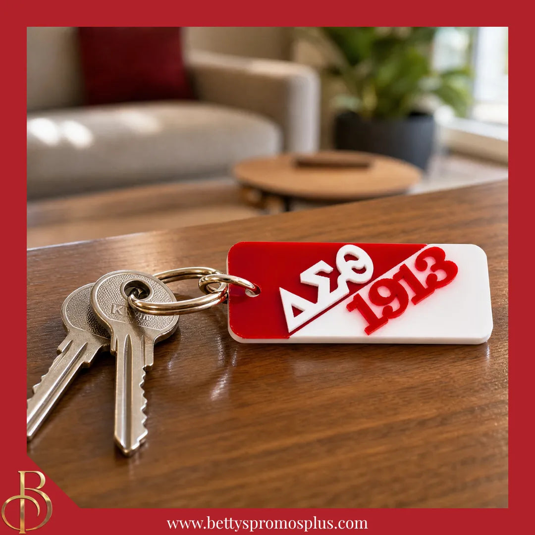 Delta Sigma Theta ΔΣΘ 1913 Split Acrylic Keychain-Delta Sigma Theta Paraphernalia-Delta Sigma Theta Keychain-Betty's Promos Plus