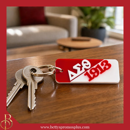 Delta Sigma Theta ΔΣΘ 1913 Split Acrylic Keychain-Delta Sigma Theta Paraphernalia-Delta Sigma Theta Keychain-Betty's Promos Plus