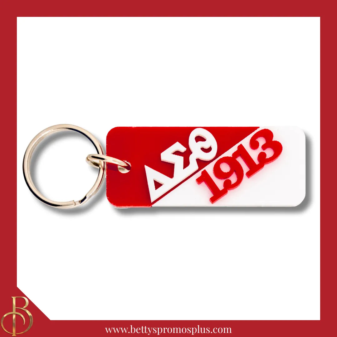 Delta Sigma Theta ΔΣΘ 1913 Split Acrylic Keychain-ΔΣΘ/1913-Delta Sigma Theta Paraphernalia-Delta Sigma Theta Keychain-Betty's Promos Plus