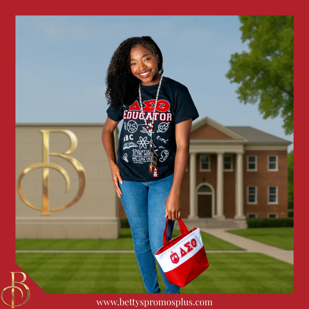 Delta Sigma Theta ΔΣΘ 2-Tone Insulated Lunch Bag with Handle-Delta Sigma Theta Paraphernalia-Delta Sigma Theta Lunch Bags-Betty's Promos Plus