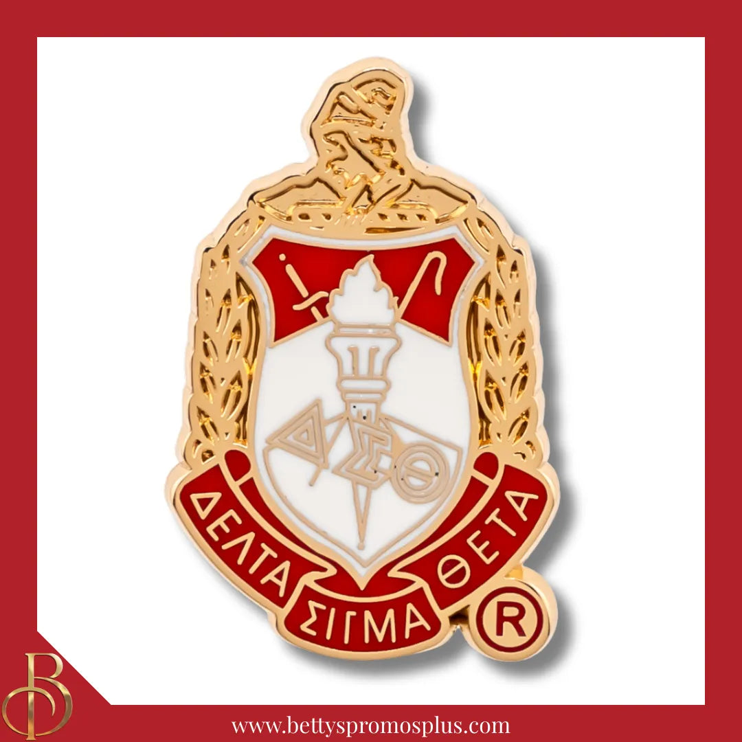 Delta Sigma Theta ΔΣΘ 3D Color Shield Greek Sorority Lapel Pin-Gold-Delta Sigma Theta Paraphernalia-Delta Sigma Theta Lapel Pin-Betty's Promos Plus