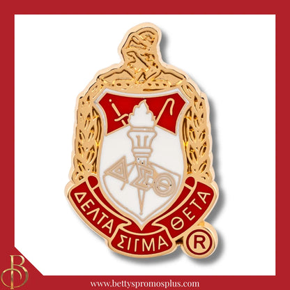 Delta Sigma Theta ΔΣΘ 3D Color Shield Greek Sorority Lapel Pin-Gold-Delta Sigma Theta Paraphernalia-Delta Sigma Theta Lapel Pin-Betty's Promos Plus