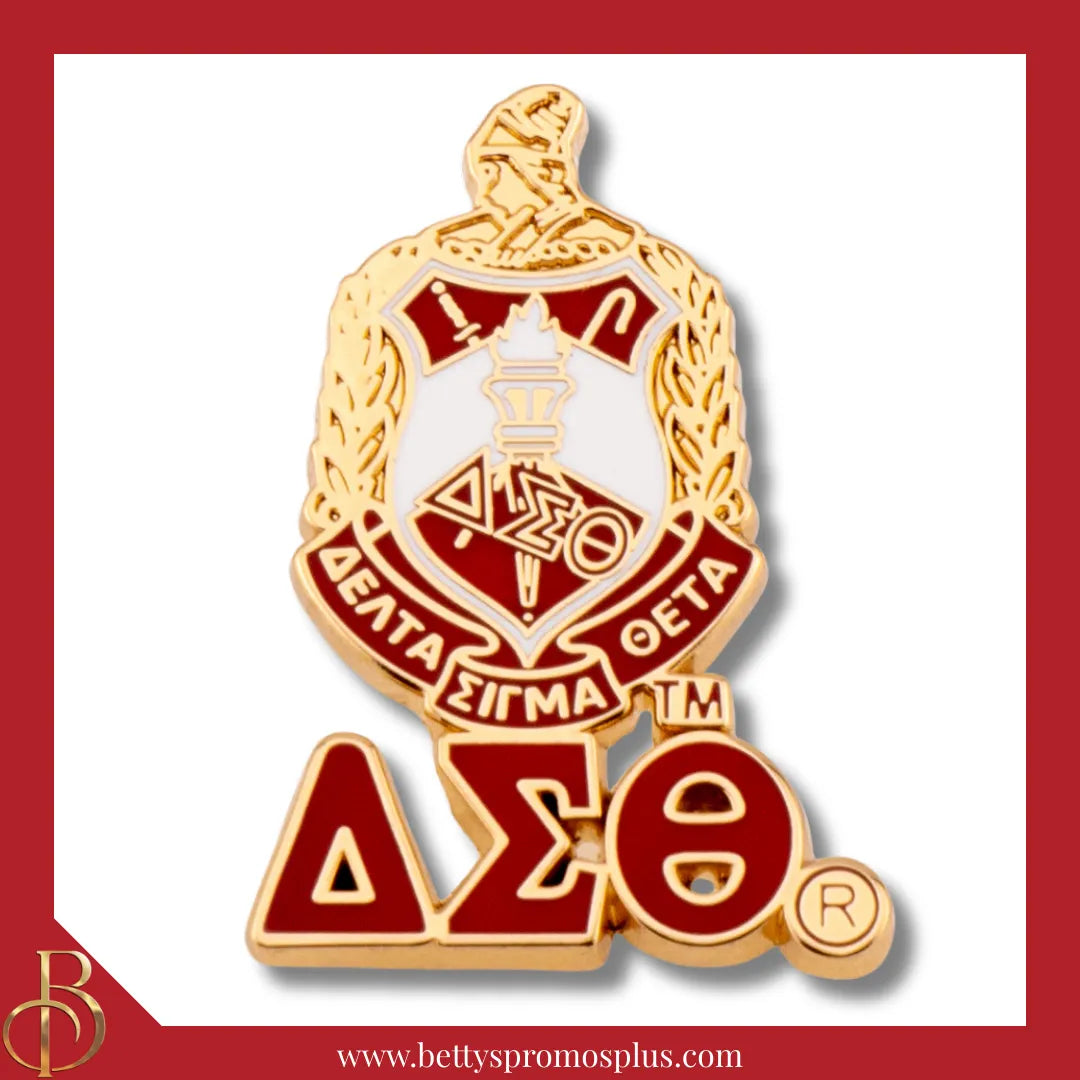Delta Sigma Theta ΔΣΘ 3D Color Shield with Letters Greek Sorority Lapel Pin-Delta Sigma Theta Paraphernalia-Delta Sigma Theta Lapel Pin-Betty's Promos Plus