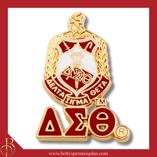 Delta Sigma Theta ΔΣΘ 3D Color Shield with Letters Greek Sorority Lapel Pin-Gold-Delta Sigma Theta Paraphernalia-Delta Sigma Theta Lapel Pin-Betty's Promos Plus