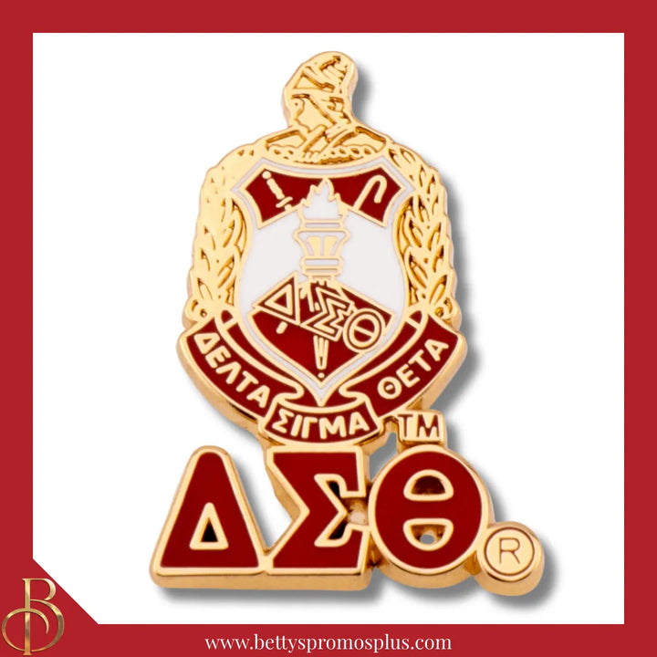 Delta Sigma Theta ΔΣΘ 3D Color Shield with Letters Greek Sorority Lapel Pin
