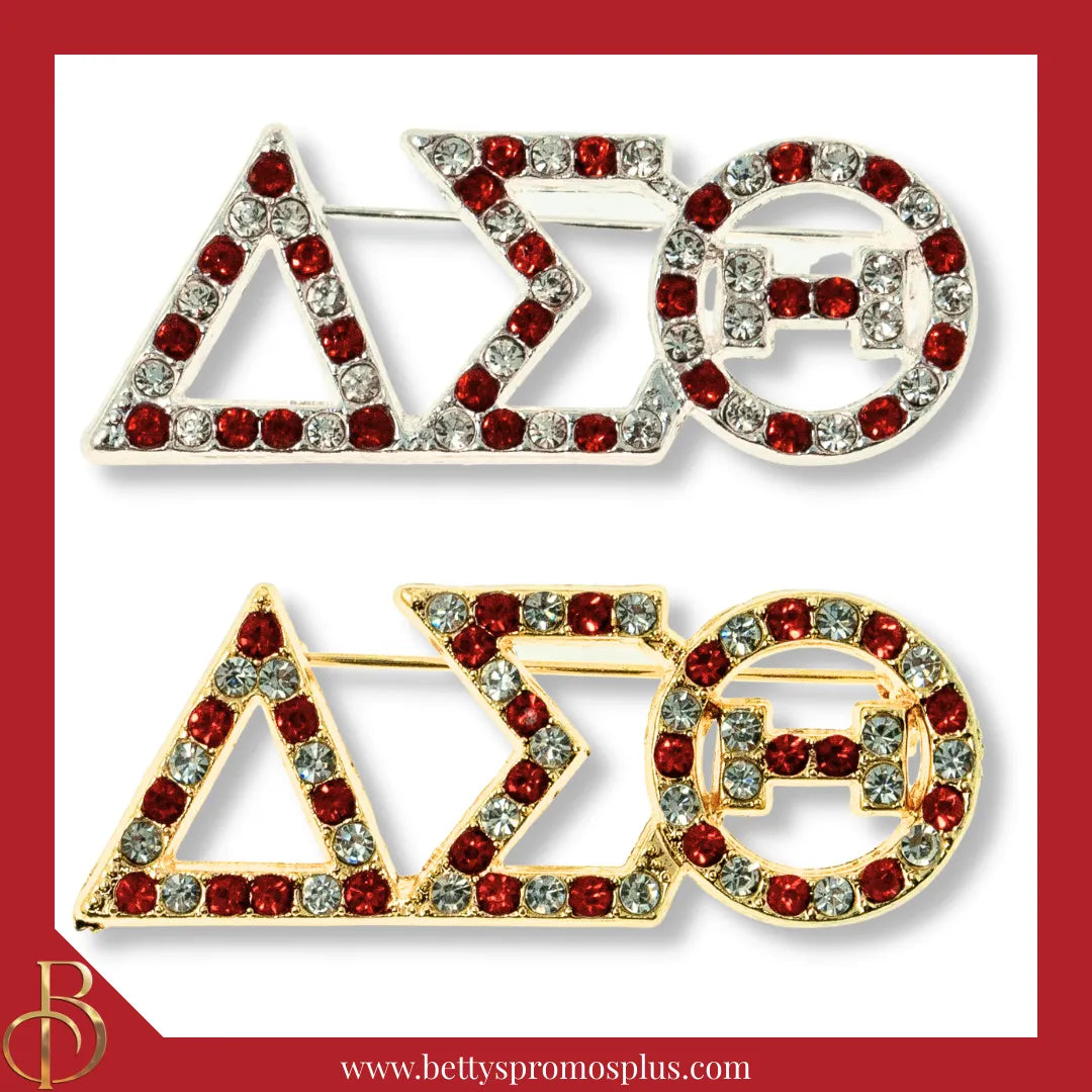 Delta Sigma Theta ΔΣΘ Alternating Red & White Rhinestone Pin-Delta Sigma Theta Paraphernalia-Delta Sigma Theta Rhinestone Pin-Betty's Promos Plus