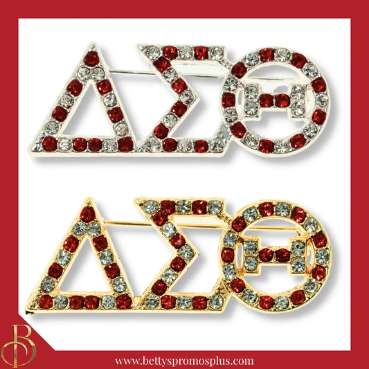 Delta Sigma Theta ΔΣΘ Alternating Red & White Rhinestone Pin-Delta Sigma Theta Paraphernalia-Delta Sigma Theta Rhinestone Pin-Betty's Promos Plus