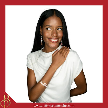 Delta Sigma Theta ΔΣΘ Bracelet with Rhinestone Letters-Delta Sigma Theta Paraphernalia-Delta Sigma Theta Bracelet-Betty's Promos Plus